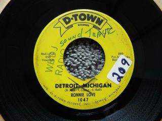 Rare Detroit Northern Soul - D - Town 1047 - Ronnie Love - Detroit Michigan - 45