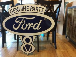 Large Ford V8 Double Sided Porcelain Sign 3