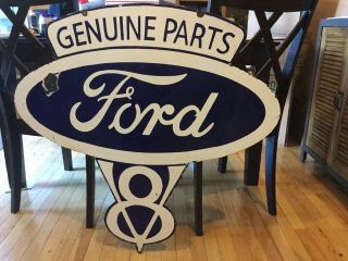 Large Ford V8 Double Sided Porcelain Sign 4