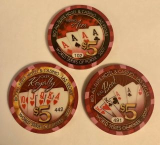 Limited Edition 2007 World Series Of Poker $5 Chips Rio Las Vegas Uncirculated
