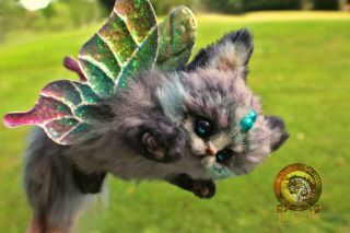 Lee Cross Collectible Handmade Poseable Baby Fairy Kitten