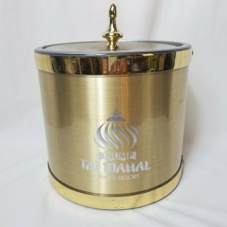 Trump Taj Mahal Casino Resort Gold Ice Bucket Atlantic City Souvenir Barware