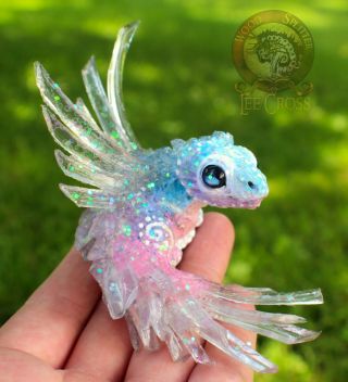 Lee Cross Collectible Handmade Baby Crystal Dragon With Terrarium
