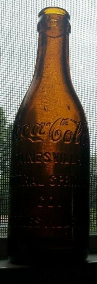 Amber Script Coca Cola Painesville Ohio Mineral Springs Hand Blown