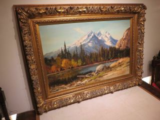 24x36 1950s Oil painting on canvas by Robert Wood 