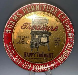 Vintage Tin Advertising Tip Tray,  Adams Furniture Co,  Toronto,  Treasure Range