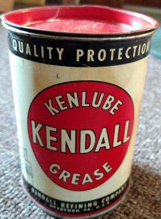 Old Kendall Oil Co.  " Kenlube Grease " One Pound Can.  Cool