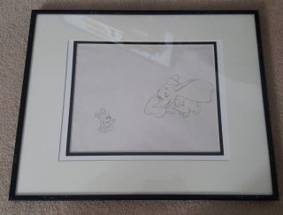 Walt Disney Production Drawing Cel Framed Baby Mickey Mouse & Dumbo