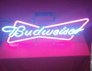 Budweiser Bud Bowtie 2011 Neon Wall Sign / Man Cave Bar Game Room Light Lamp