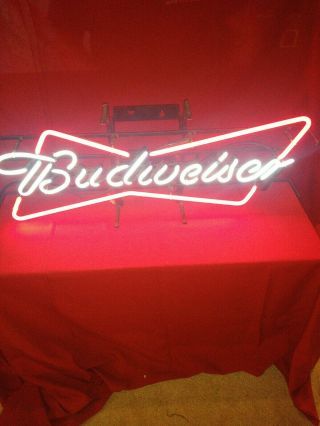 Budweiser Bud Bowtie 2011 Neon Wall Sign / Man Cave Bar Game Room Light Lamp 3