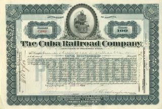 Cuba Railroad Company - Issued To Estate Of Sir William C.  Van Horne