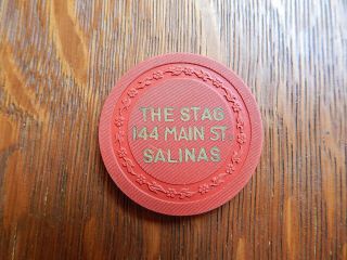 Vintage 1950s The Stag Club Salinas Calif Card Room 50 Cent Chip