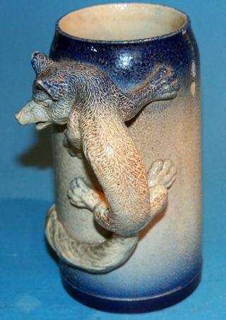 Antique Character Stein Fox - Handle,  very unusual and rare Hund Motif Fox 1 Liter 3