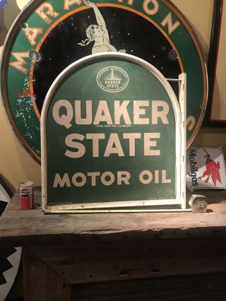 Quaker State Oil Sign - Flanged Frame/ Bracket 2