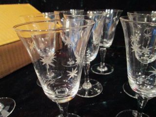Antique Vtg Mcm Starburst Hand Blown Etched Japan Port Wine Cocktail Glasses 8