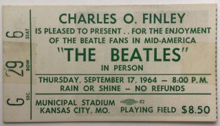 Beatles Concert Ticket Municipal Stadium Kansas City 1964