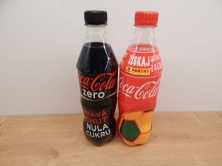 2x Pet Coca - Cola And Zero Wrapped Bottles From Slovakia,  Empty Bottom Opened 2014