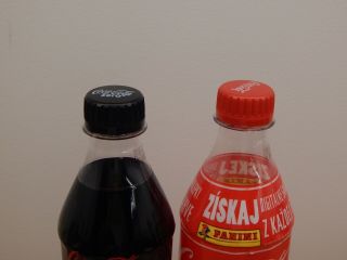 2x PET Coca - Cola and Zero wrapped bottles from Slovakia,  empty bottom opened 2014 2