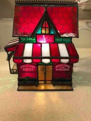 Franklin Stained Glass Coke Cola Corner Store Lights Up 1995