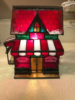 FRANKLIN Stained Glass Coke Cola Corner Store Lights Up 1995 2