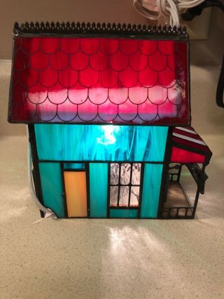 FRANKLIN Stained Glass Coke Cola Corner Store Lights Up 1995 4