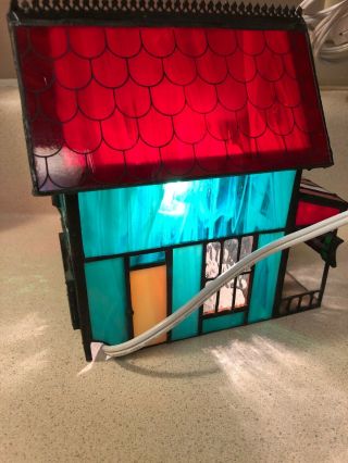 FRANKLIN Stained Glass Coke Cola Corner Store Lights Up 1995 6