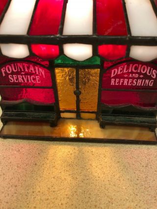 FRANKLIN Stained Glass Coke Cola Corner Store Lights Up 1995 7