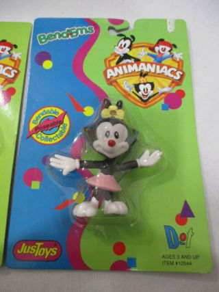 1994 Animaniacs Wakko Yakko & Dot Just Toys Bendems SET On Card 2