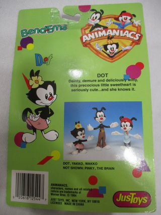 1994 Animaniacs Wakko Yakko & Dot Just Toys Bendems SET On Card 5
