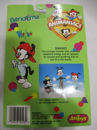 1994 Animaniacs Wakko Yakko & Dot Just Toys Bendems SET On Card 7