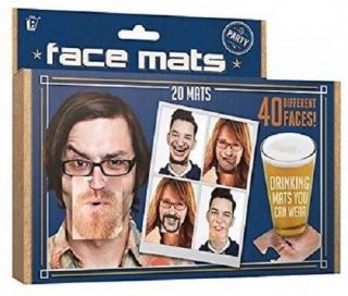 20 Double Sided Party Face Mats Drinks/beer Face Coaster Novelty Fun Gift Idea