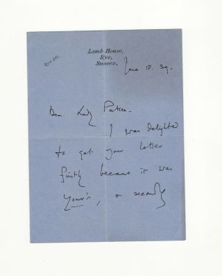 E.  F.  Benson: Signed Letter By British Horror Writer - Henry James Baron Portsea