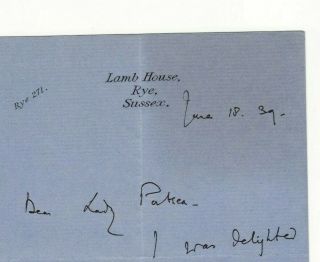 E.  F.  BENSON: signed letter by British horror writer - Henry James Baron Portsea 2