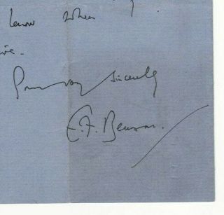E.  F.  BENSON: signed letter by British horror writer - Henry James Baron Portsea 6