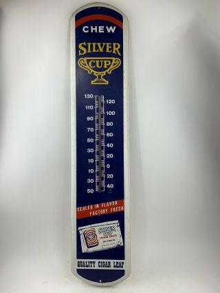Vintage Silver Cup Chew Thermometer 39 " Advertising Sign