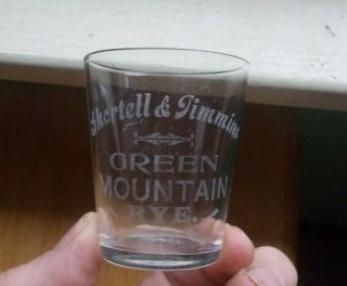 Green Mountain Rye Shortell & Timmins Etched Pre Pro Whiskey Adv Shot Glass