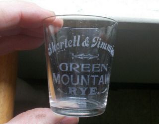 GREEN MOUNTAIN RYE SHORTELL & TIMMINS ETCHED PRE PRO WHISKEY ADV SHOT GLASS 2