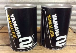 Pair Vtg 70s Full Yamaha 2 Cycle Nos Motor Oil Composite 1 Quart Motorcycle Can