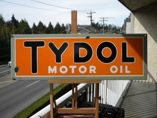 Xl 31 - 1/2 " X 10 - 1/2“ Tydol Motor Oil Old Porcelain Sign Gas Station Pump Lube