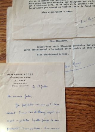 Autograph Letter Signed & 2 Typed Letters Signed By Andre Maurois French Author
