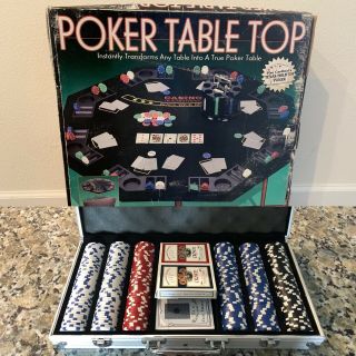 Cardinal Folding Poker Table Top 47x47 Texas Hold Em,  Poker Chip Set 300ct