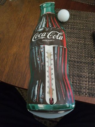 Vintage 16.  5 " Embossed Tin Coca Cola Coke Bottle Thermometer