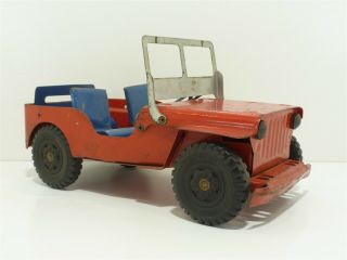 Vintage Marx Lumar Willys Pressed Steel Jeep With Hitch Toy