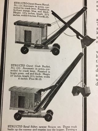 1926 American Flyer Structo Toys Print Ad Tractor Steam Shovel Tank Trucks 4