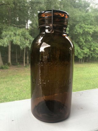 Amber Trademark Lightning Mason Jar Fruit Jar Half Gallon