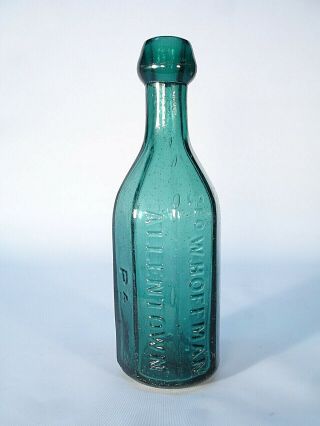 Hoffman Allentown Pa 8 Sided Green Soda Or Mineral Water Great Example Bottle