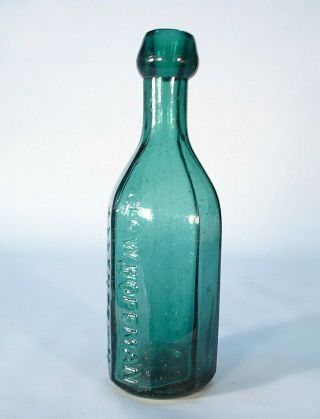 HOFFMAN ALLENTOWN PA 8 SIDED GREEN SODA OR MINERAL WATER GREAT EXAMPLE BOTTLE 3