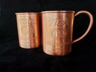 Set Of (2) Tito ' s Vodka Copper Moscow Mule Mugs 2