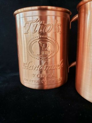 Set Of (2) Tito ' s Vodka Copper Moscow Mule Mugs 4