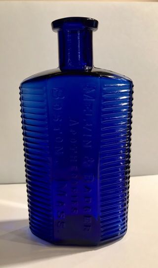 Antique Cobalt Blue Irregular Hex Poison Bottle
